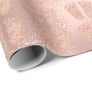 Papel De Presente Chá de fraldas De Glitter Rosa Metálico Dourado