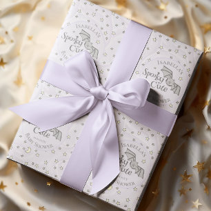 Papel De Presente Chá de fraldas de outubro bonito e giro, púrpura,