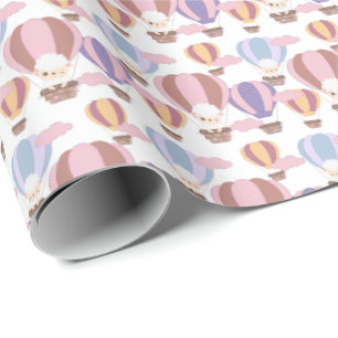 Papel De Presente chá de fraldas de padrão com borrega de bebês b