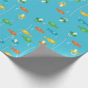 Papel De Presente Chá de fraldas de pesca do tema Peixe para pescad