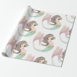 Papel De Presente Chá de fraldas de Sereia. Sob O Mar. Glitter