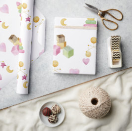 Papel De Presente Chá de fraldas De Tema De Aquarela Da Bebê