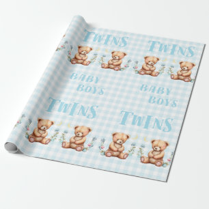 Papel De Presente Chá de fraldas de Tipografia do Urso Azul