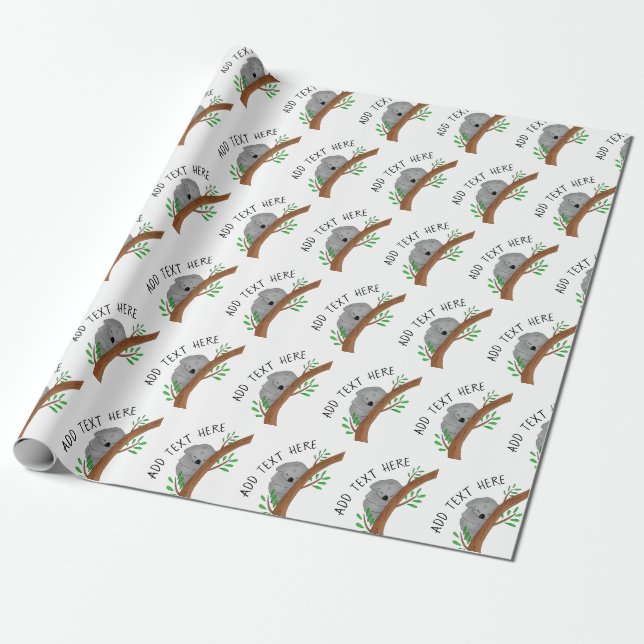 Papel De Presente Chá de fraldas de Urso Koala Personalizado Bonito (Desenrolado)