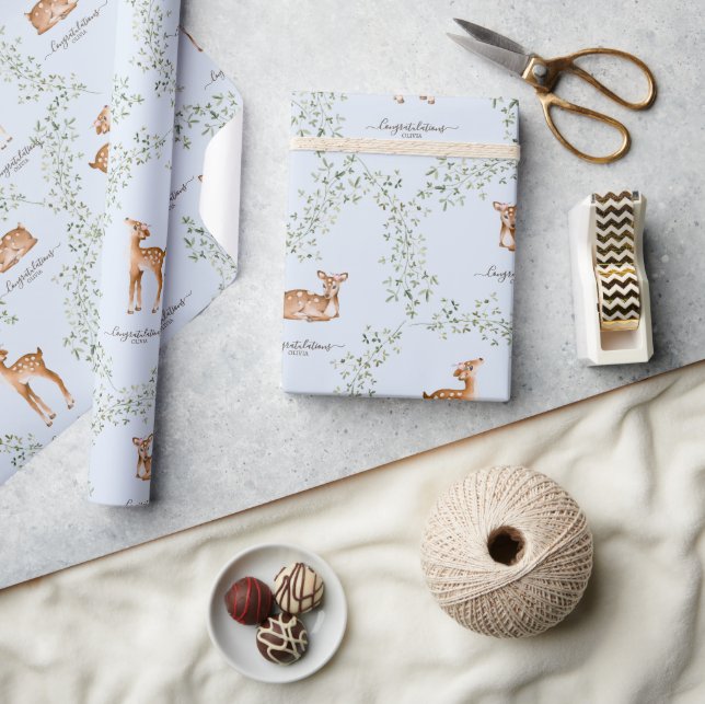 Papel De Presente Chá de fraldas de Veado da Madeira (Artesanato)