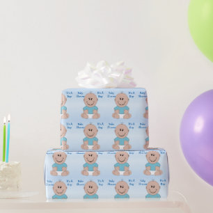 Papel De Presente Chá de fraldas do menino personalizado