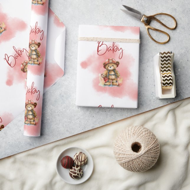 Papel De Presente Chá de fraldas do Rapaz do Urso do Teddy (Artesanato)