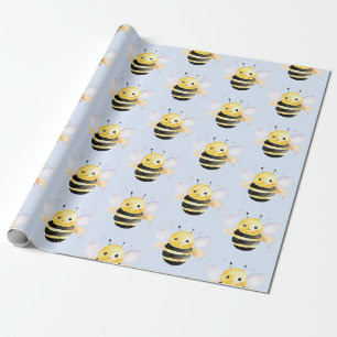 Papel De Presente Chá de fraldas, doce design de abelha aquosa