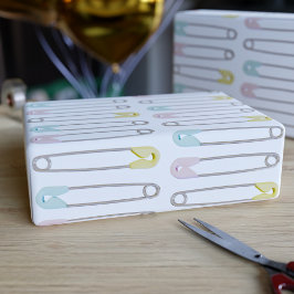 Papel De Presente Chá de fraldas dos pinos de segurança da fralda