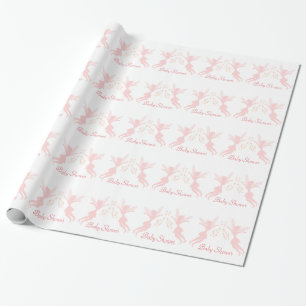 Papel De Presente Chá de fraldas feericamente cor-de-rosa