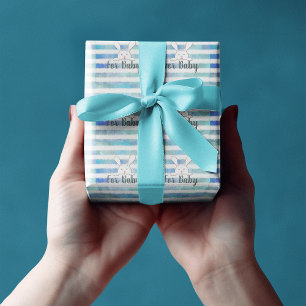 Papel De Presente Chá de fraldas - Fita Azul Coelho Branco Coelho