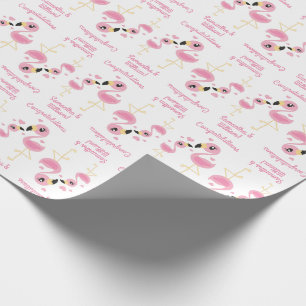 Papel De Presente Chá de fraldas Flamingo Cute Tropical