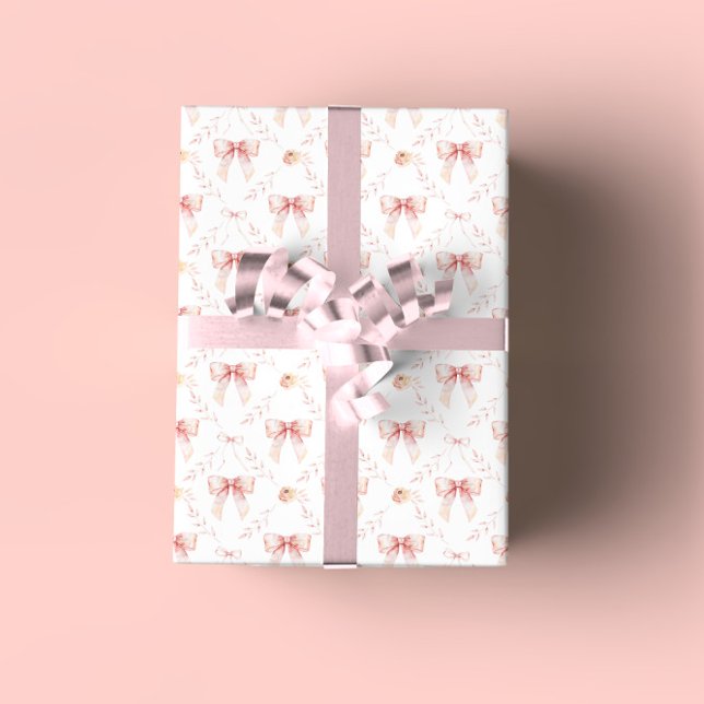 Papel De Presente Chá de fraldas Floral do arco Coquette (Criador carregado)