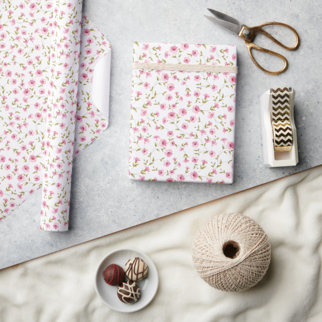 Papel De Presente Chá de fraldas Floral Rosa Elegante (Artesanato)