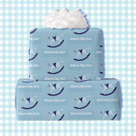 Papel De Presente Chá de fraldas-Foguete-Foguete Azul
