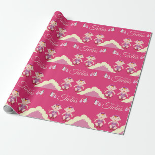 Papel De Presente Chá de fraldas gêmeo das meninas