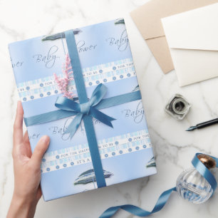 Papel De Presente Chá de fraldas Guarda-chuvas Blue Boy Wraping Pape
