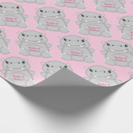 Papel De Presente Chá de fraldas Hippo Rosa
