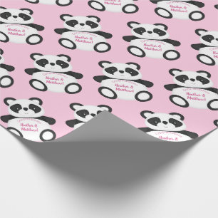 Papel De Presente Chá de fraldas Panda Bear Rosa
