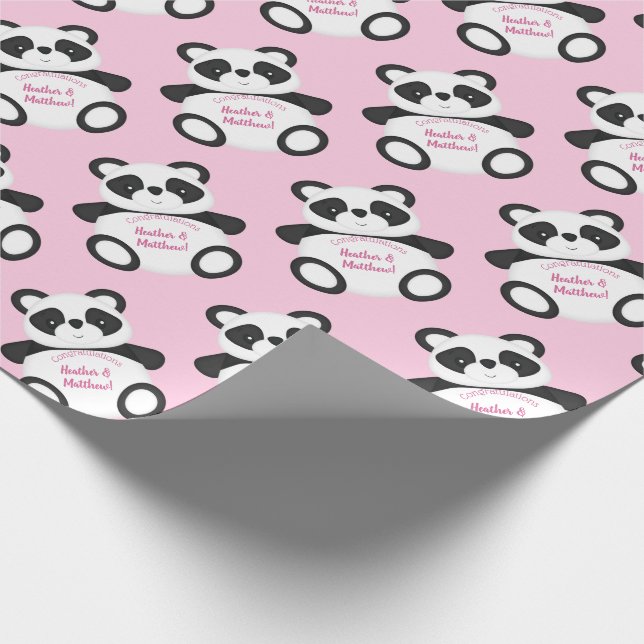 Papel De Presente Chá de fraldas Panda Bear Rosa (Ponta)