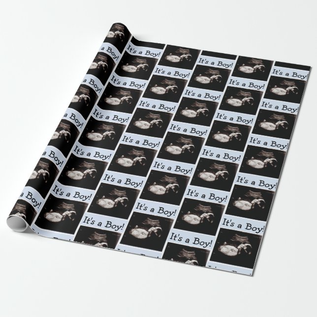 Papel De Presente Chá de fraldas Personalizado de Ultrassons para Be (Desenrolado)