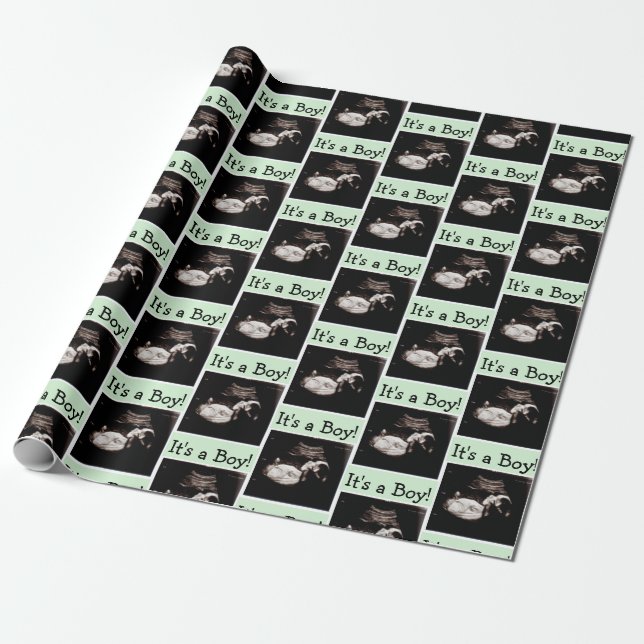 Papel De Presente Chá de fraldas Personalizado de Ultrassons para Be (Desenrolado)