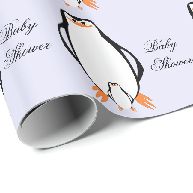 Papel De Presente Chá de fraldas Personalizado Design de Pinguim (Ponta do rolo)