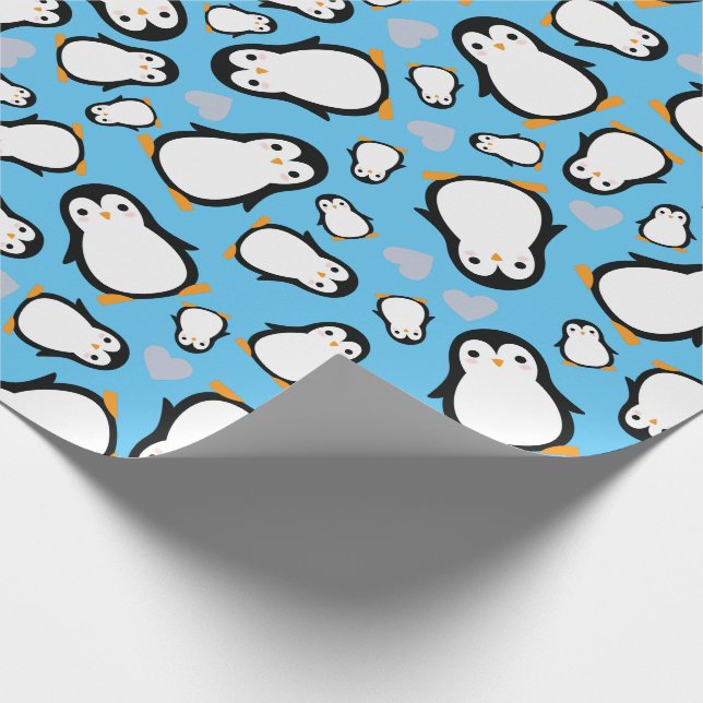 Papel De Presente Chá de fraldas Pinguim Gelado - Menino Azul (Ponta)