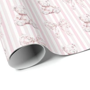 Papel De Presente Chá de fraldas Pinto-Rosa Vintage & Stripes Rapari