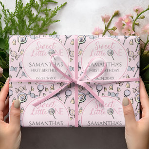 Papel De Presente Chá de fraldas Rosa Docinho Doce Pequeno