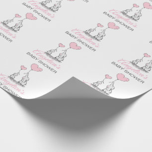 Papel De Presente Chá de fraldas rosa-elefante personalizada
