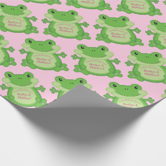 Papel De Presente Chá de fraldas rosa sapo