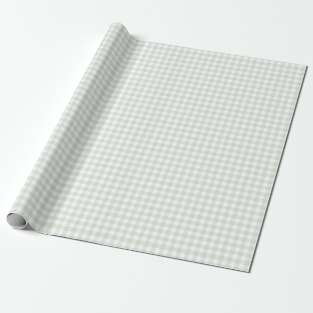 Papel De Presente Chá de fraldas Sage Green Gingham (Desenrolado)