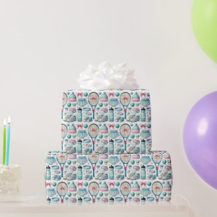 Papel De Presente Chá de fraldas tênis para o Bebê Menino Blue Temed