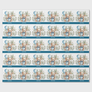 Papel De Presente Chá de fraldas tênis para o Bebê Menino Blue Temed