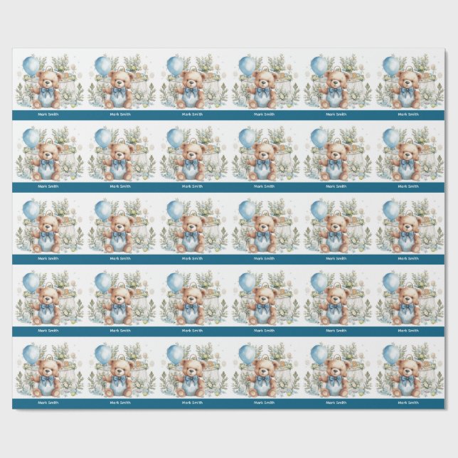 Papel De Presente Chá de fraldas tênis para o Bebê Menino Blue Temed (Aberto)