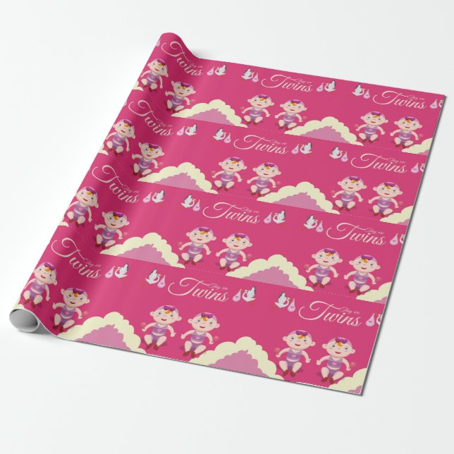 Papel De Presente Chá de fraldas Twin Girls (Desenrolado)