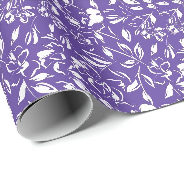 Papel De Presente Chá de fraldas Violeta de Flor Selvagem (Ponta do rolo)
