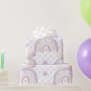 Papel De Presente Chá de Ivory Boho Rainbow Baby Girl