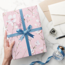 Papel De Presente Chá de Noiva com Flores Brancas e Rosas Lindas