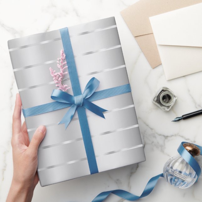 Papel De Presente Chá de Noiva com Laço em Fita Prateada (Presentear)