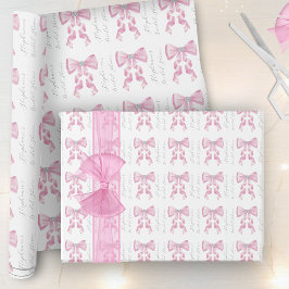 Papel De Presente Chá de Noiva Coquette Glam com Laço Rosa