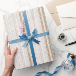 Papel De Presente Chá de Noiva de Renda Falsa Marfim Creme