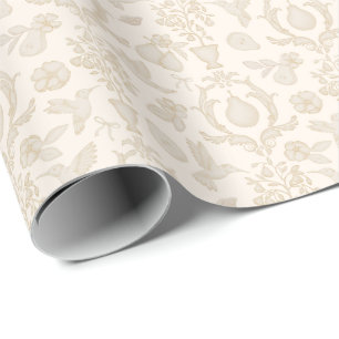 Papel De Presente Chá de Noiva Dourado Perfeito Pêra País Francês