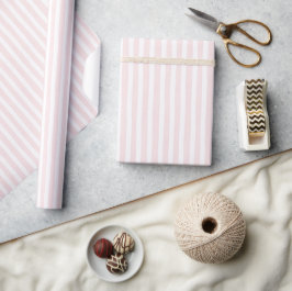 Papel De Presente Chá de Noiva Listras Brancas Rosa Bonito
