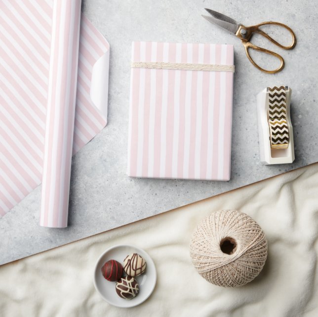 Papel De Presente Chá de Noiva Listras Brancas Rosa Bonito (Artesanato)