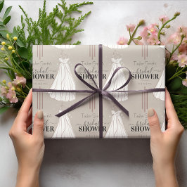 Papel De Presente Chá de Noiva Minimalista Bege Fofo