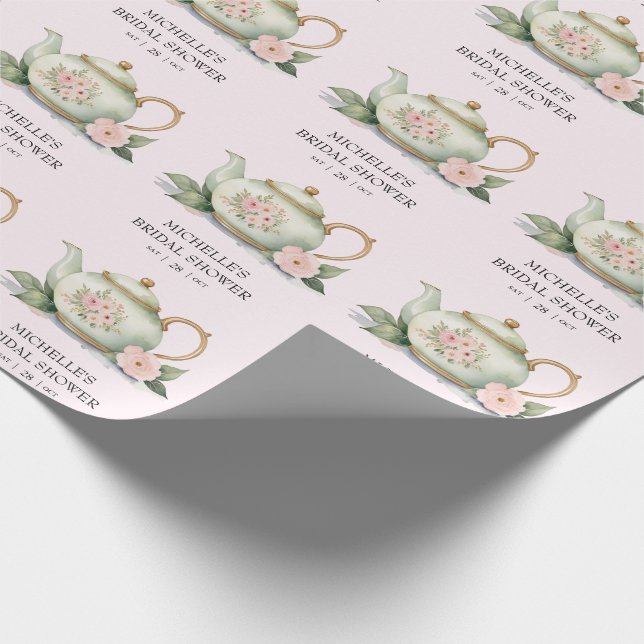 Papel De Presente Chá de Noiva Personalizado com Aquarela de Festa d (Ponta)