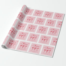 Papel De Presente Chá de Noiva Rosa Vermelho Personalizado Retrô
