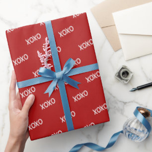 Papel De Presente Chá de Noiva Vermelho Branco XOXO